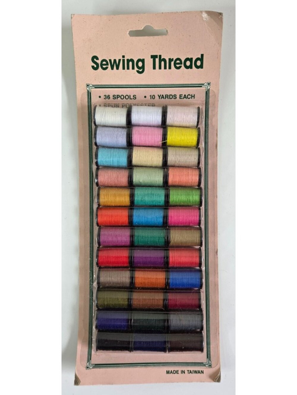 Vtg Sewing Thread Set 36-Spool10 Yards Each Assorted Colors Retro Packaging